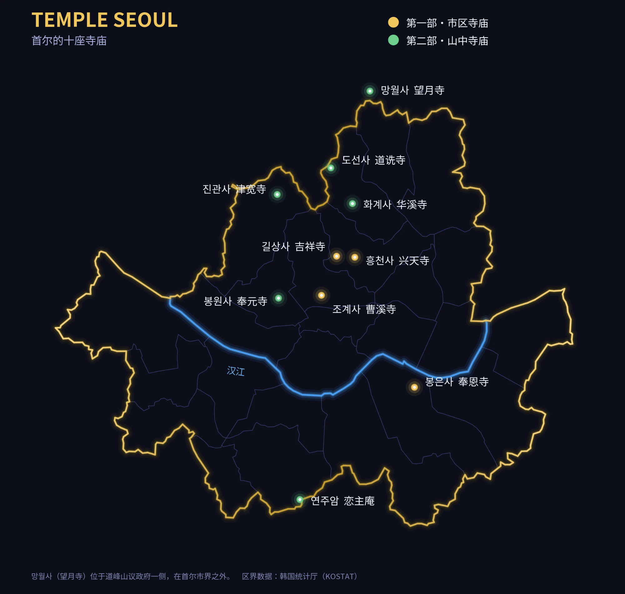 首尔10座佛寺位置地图
